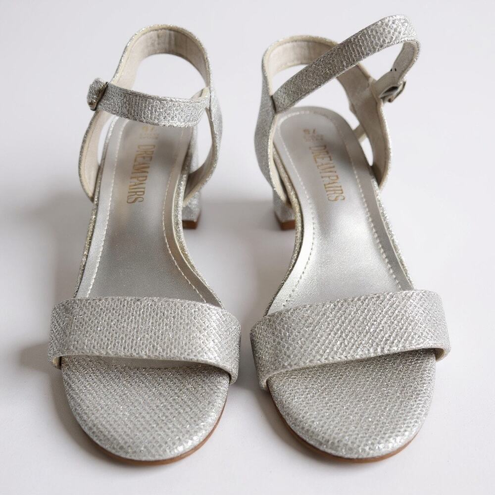 Dream Pairs Women Silver Sparkle 2 1/2 Chunky Heel Shoe sz 7.5 US 38.5 EU 5.5 UK - Picture 3 of 11